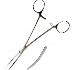 Затискач кровозупинний Більрота-Пеана, вертикально-зігнутий, 198 мм, робоча частина 60 мм Raj Impex 06-106